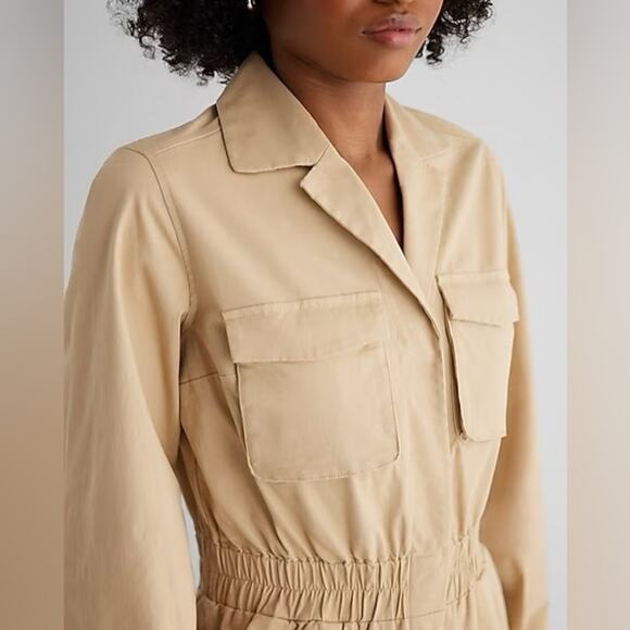 New SZ 8 express 1 PC Utility Straight Leg Chino Jumpsuit tan khaki cargo - Picture 4 of 4